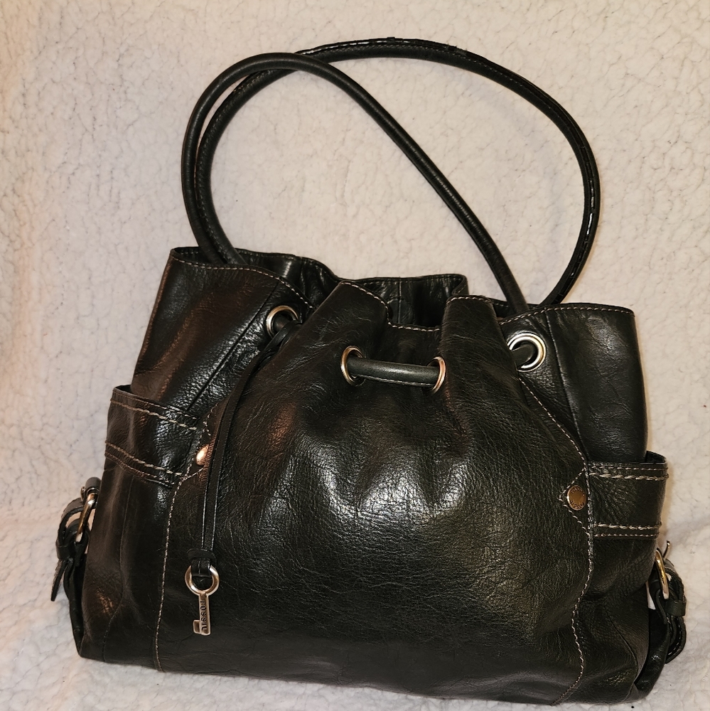 Leather, fossil bucket, tight shoulder bag